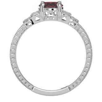 1 1/2 Carat Oval Shape Ruby and Diamond Ring In 10 Karat White Gold