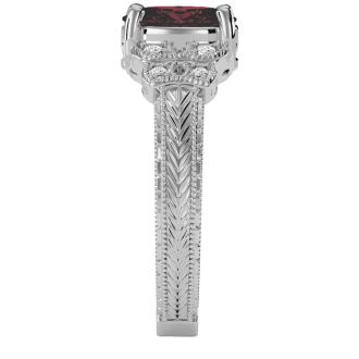 1 1/2 Carat Oval Shape Ruby and Diamond Ring In 10 Karat White Gold