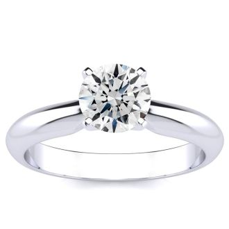 Round Engagement Rings, 1 Carat Diamond Engagement Ring Crafted In 14K White Gold
