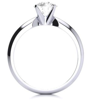 Round Engagement Rings, 1 Carat Diamond Engagement Ring Crafted In 14K White Gold