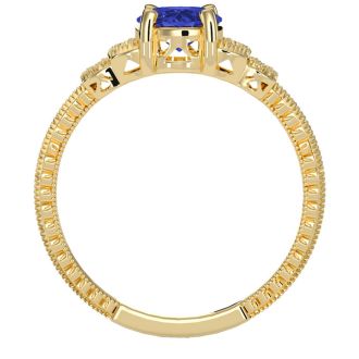 1 1/3 Carat Oval Shape Tanzanite and Diamond Ring In 10 Karat Yellow Gold