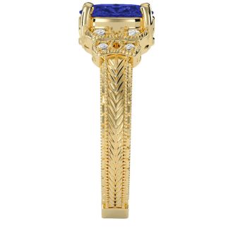 1 1/3 Carat Oval Shape Tanzanite and Diamond Ring In 10 Karat Yellow Gold