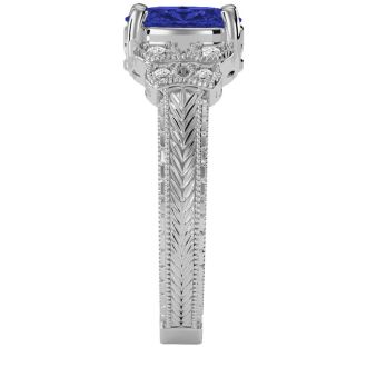 1 1/3 Carat Oval Shape Tanzanite and Diamond Ring In 10 Karat White Gold
