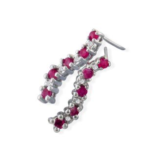 Ruby Gemstone Jewelry: 1/2ct Ruby Journey Diamond Earrings in 10k White Gold