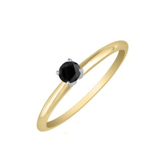 1/10ct Black Diamond Engagement Ring in 10k Yellow Gold