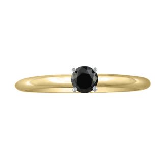 1/4ct Black Diamond Engagement Ring in 10k Yellow Gold