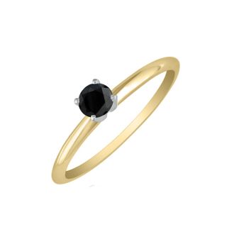 1/4ct Black Diamond Engagement Ring in 10k Yellow Gold