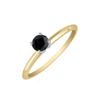1/3ct Black Diamond Engagement Ring in 10k Yellow Gold