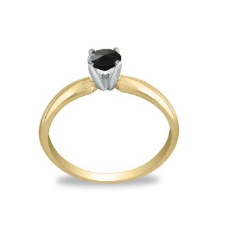 1/3ct Black Diamond Engagement Ring in 10k Yellow Gold