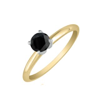 1/2 Carat Black Diamond Engagement Ring In 10K Yellow Gold