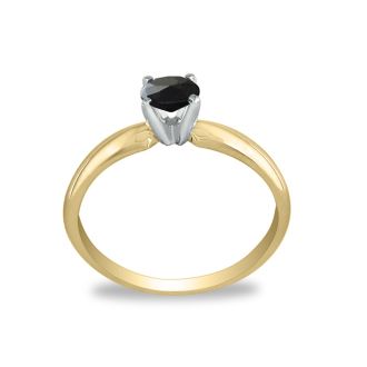1/2 Carat Black Diamond Engagement Ring In 10K Yellow Gold