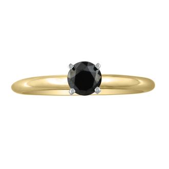 3/4 Carat Black Diamond Engagement Ring In 10K Yellow Gold
