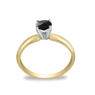 3/4 Carat Black Diamond Engagement Ring In 10K Yellow Gold