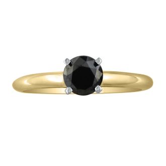 1 1/2 Carat Black Diamond Engagement Ring in 14K Yellow Gold