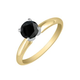 1 1/2 Carat Black Diamond Engagement Ring in 14K Yellow Gold