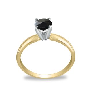 1 1/2 Carat Black Diamond Engagement Ring in 14K Yellow Gold