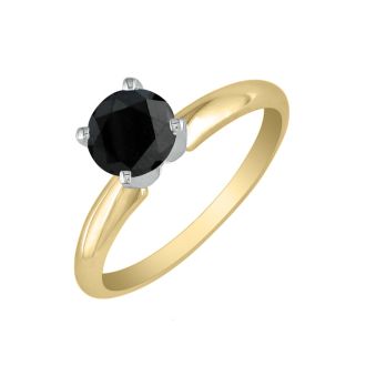 2 Carat Black Diamond Engagement Ring in 14K Yellow Gold