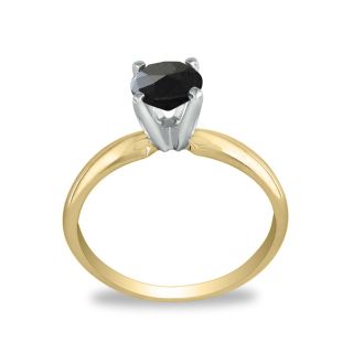 2 Carat Black Diamond Engagement Ring in 14K Yellow Gold