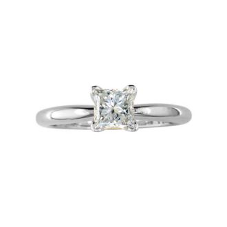 Cheap Engagement Rings, 1/4 Carat Princess Diamond Solitaire Engagement Ring In 14 Karat White Gold