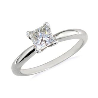 Cheap Engagement Rings, 1/4 Carat Princess Diamond Solitaire Engagement Ring In 14 Karat White Gold