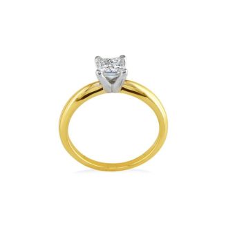 Cheap Engagement Rings, 1/4 Carat Princess Diamond Solitaire Engagement Ring In 14 Karat Yellow Gold