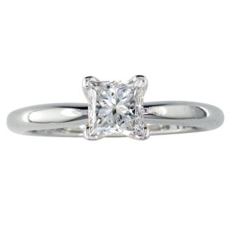 1/2ct Princess Diamond Solitaire Engagement Ring in 14k White Gold
