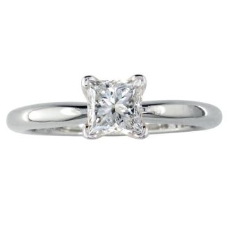 1/2ct Princess Diamond Solitaire Engagement Ring in 14k White Gold
