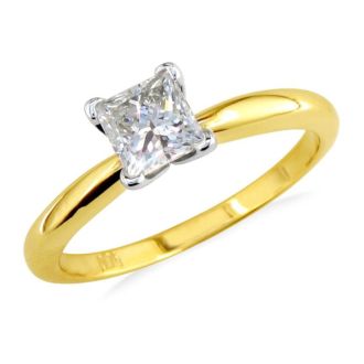 1/2 Carat Princess Diamond Engagement Ring In 14K Two Tone Gold