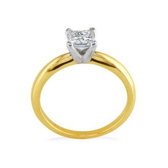 1/2 Carat Princess Diamond Engagement Ring In 14K Two Tone Gold