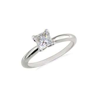 Cheap Engagement Rings, 1/4 Carat Princess Shape Diamond Solitaire Ring In 14K White Gold