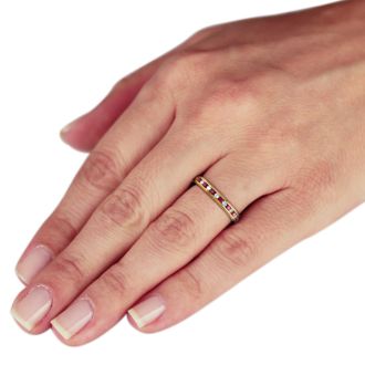 1/4 Carat Ruby and Diamond Wedding Band In 14 Karat Yellow Gold