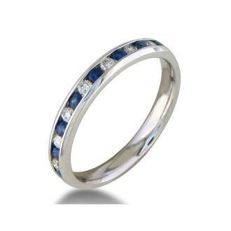 1/4ct Sapphire and Diamond Channel Set Band, 14k White Gold