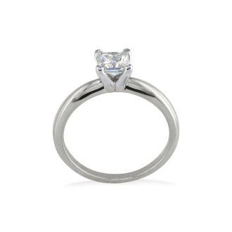 1/2 Carat Princess Shape Diamond Solitaire Ring In 14K White Gold