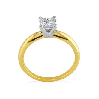 1/2 Carat Princess Shape Diamond Solitaire Ring In 14K Yellow Gold