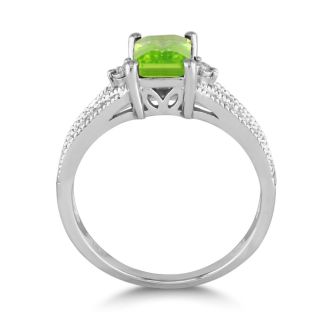 1 ½ Carat Peridot and Diamond Ring in Sterling Silver