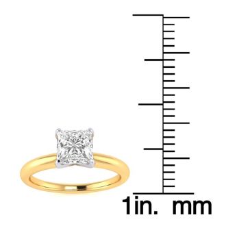 3/4 Carat Princess Shape Diamond Solitaire Ring In 14K Yellow Gold