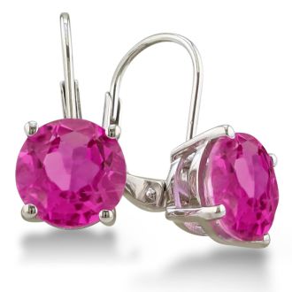 5ct Pink Sapphire Leverback Earrings
