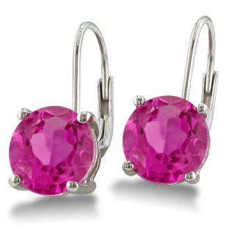 5ct Pink Sapphire Leverback Earrings
