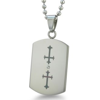 Stainless Steel Double Cross Cut Out Dog Tag