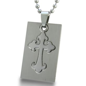 Stainless Steel Gothic Cross Dog Tag