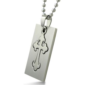 Stainless Steel Gothic Cross Dog Tag