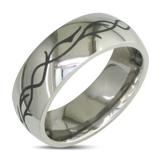 Titanium Graphic Engraved Wedding Band
