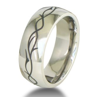 Titanium Graphic Engraved Wedding Band
