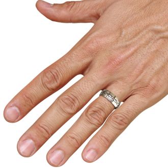 Titanium Graphic Engraved Wedding Band
