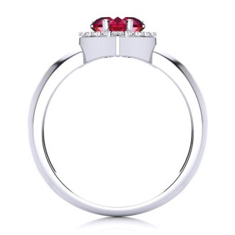 1ct Heart Shaped Created Ruby and Diamond Ring