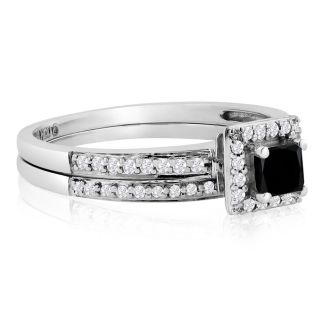 1/2ct Black and White Diamond Bridal Set
