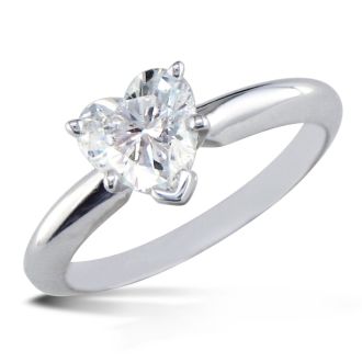 3/4 Carat Heart Shape Diamond Solitaire Ring In 14K White Gold