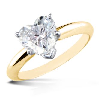 1 Carat Heart Shape Diamond Solitaire Ring In 14K Yellow Gold