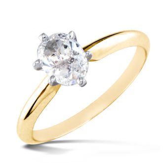 3/4 Carat Oval Shape Diamond Solitaire Ring In 14K Yellow Gold