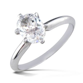 1 Carat Oval Shape Diamond Solitaire Ring In 14K White Gold